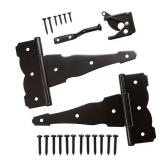 Black Decorative Gate Hinge and Latch Set