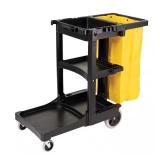 Janitorial Cleaning Cart with Zippered Yellow Viny