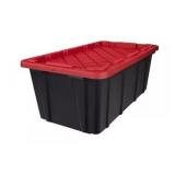 HDX 40 Gal. Tough Storage Tote in Black with Red L