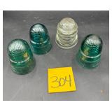Vintage glass insulators.