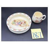 Vintage Royal Doulton Bunnykins baby bowl and m..
