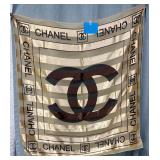 Vintage Chanel logo silk scarf 38x41