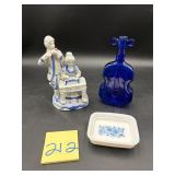 Lot of Decorative items- violin bottle, Avon Tr..