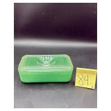 Vintage  green glass refrigerator dish with a m..
