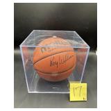 Autographed Roy Williams basketball with case