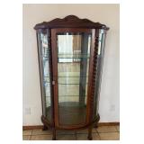 Vintage Wood, Glass & Mirrored Curio with Key 5..