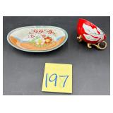 vintage Japanese hand-painted lusterware oval c..