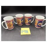 These vintage Japanese stoneware mugs feature a..