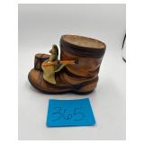 Vintage ceramic item is a trout fishing boot pl..