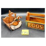 Vintage handmade wooden carrying baskets, likel..
