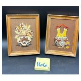 Pair of vintage 1970s Sunset Designs crewel emb..