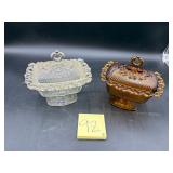 Vintage Indiana Glass Company 'Lace Edge' ribbe..
