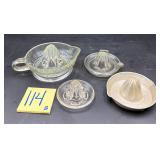 Collection of vintage glass citrus juicers, als..