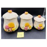 Vintage 1970s Arnel's ceramic mushroom canisters