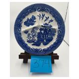 Churchill Blue Willow pattern divided plate