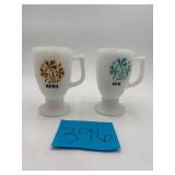 Vintage white milk glass pedestal mugs feature ..