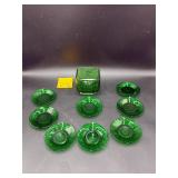 Vintage green glass items are from the Anchor H..
