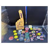 Walmart buttons, pins, lanyard and foam finger
