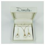 Vtg 14K Gold Freshwater Pearl Earrings & Necklace