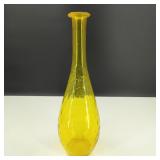 Vintage Yellow Bubble Blown Glass Vase