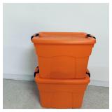 Large Rubbermaid Orange Totes with Latching Lids