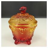 Vintage Harvest Grapes Amber Red Carnival Glass