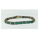 .925 gold plated silver Bracelet w/ Green Stones