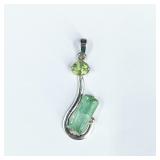 Sterling Silver Peridot & Aquamarine Pendant