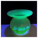 Vtg Gibson? Uranium Vaseline Opalescent Spittoon