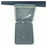 Dainty 10K Gold Necklace & Emerald Pendant