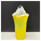 Vintage Blown Uranium Vaseline Glass Vase