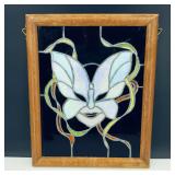 Vintage Stained Glass Art in frame