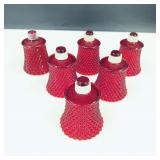 Lot of 6 Vintage Ruby Red Hobnail Votive Holders