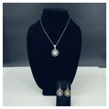 Vtg. Sterling Silver 925 Abalone Mayan Jewlery