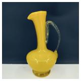 Vintage Yellow Blown Art Glass Vase/Pitcher
