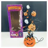 Vintage 17" Fiber Optic Halloween Pumpkin Tree