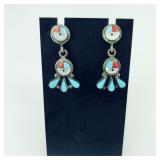 Vtg 925 Sterling Signed Navajo Earrings