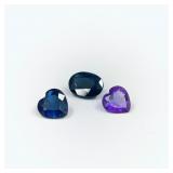 Heart Amethyst & Topaz Plus Blue Sapphire