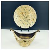 Vtg Kashmiri Paper Mï¿½chï¿½ Platter Ornate Brass Bowl