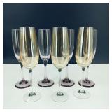 Set of Vintage Pink & Gold Champaign Flutes
