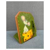 VTG Tole Painted Mouse & Cheese Recipe Holder