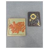 Artisan Terracotta Glazed Sunflower & Bird Tiles