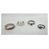 4-Vintage .925 Sterling Silver Rings