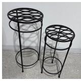 2 Black Metal Contemporary Plant Stands