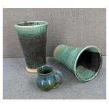 Glazed Stoneware Vases & Creamer