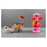 VTG - Celluloid Hungry Chicks & Tin Dog with Cart