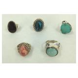 5 VTG .925 Stone Rings
