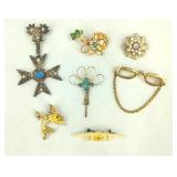 7 VTG Rhinestone Brooches
