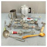Bin of Vintage Kitchen Ware Percolator Sifter