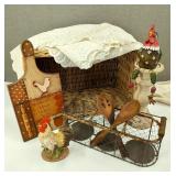Basketfull of Roosters & Farm Decor